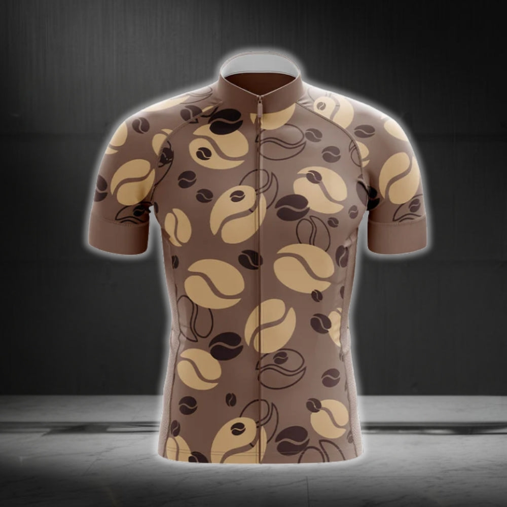 Brown Coffee Cycling Short Sleeve Men's Jersey, Coffee Cycling Jerseys CG0267