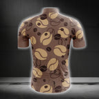Brown Coffee Cycling Short Sleeve Men's Jersey, Coffee Cycling Jerseys CG0267