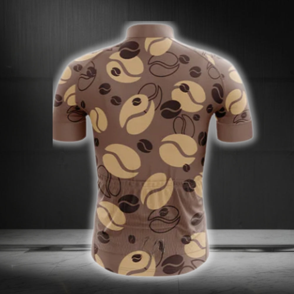 Brown Coffee Cycling Short Sleeve Men's Jersey, Coffee Cycling Jerseys CG0267