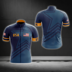 USA American Flag Mens Cycling Short Sleeve Jersey, Patriotic Navy Cycling Jersey CG0867