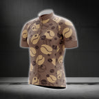 Brown Coffee Cycling Short Sleeve Men's Jersey, Coffee Cycling Jerseys CG0267