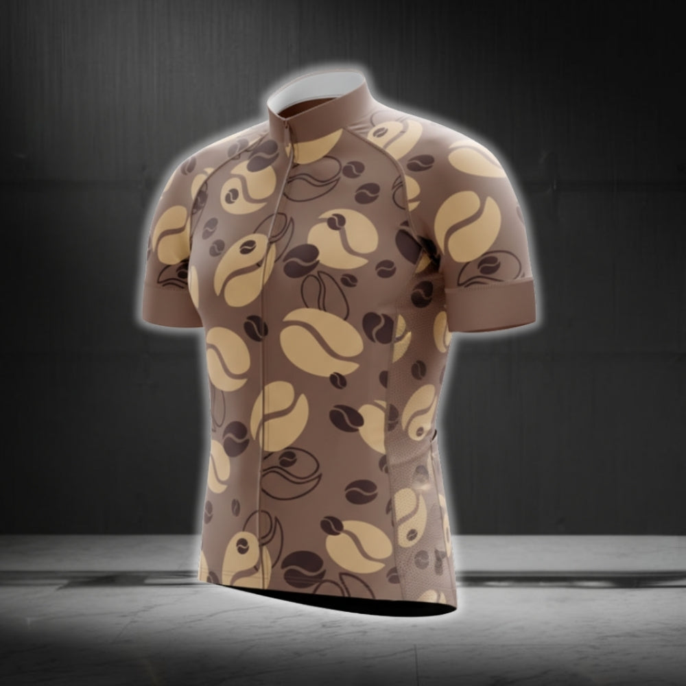 Brown Coffee Cycling Short Sleeve Men's Jersey, Coffee Cycling Jerseys CG0267