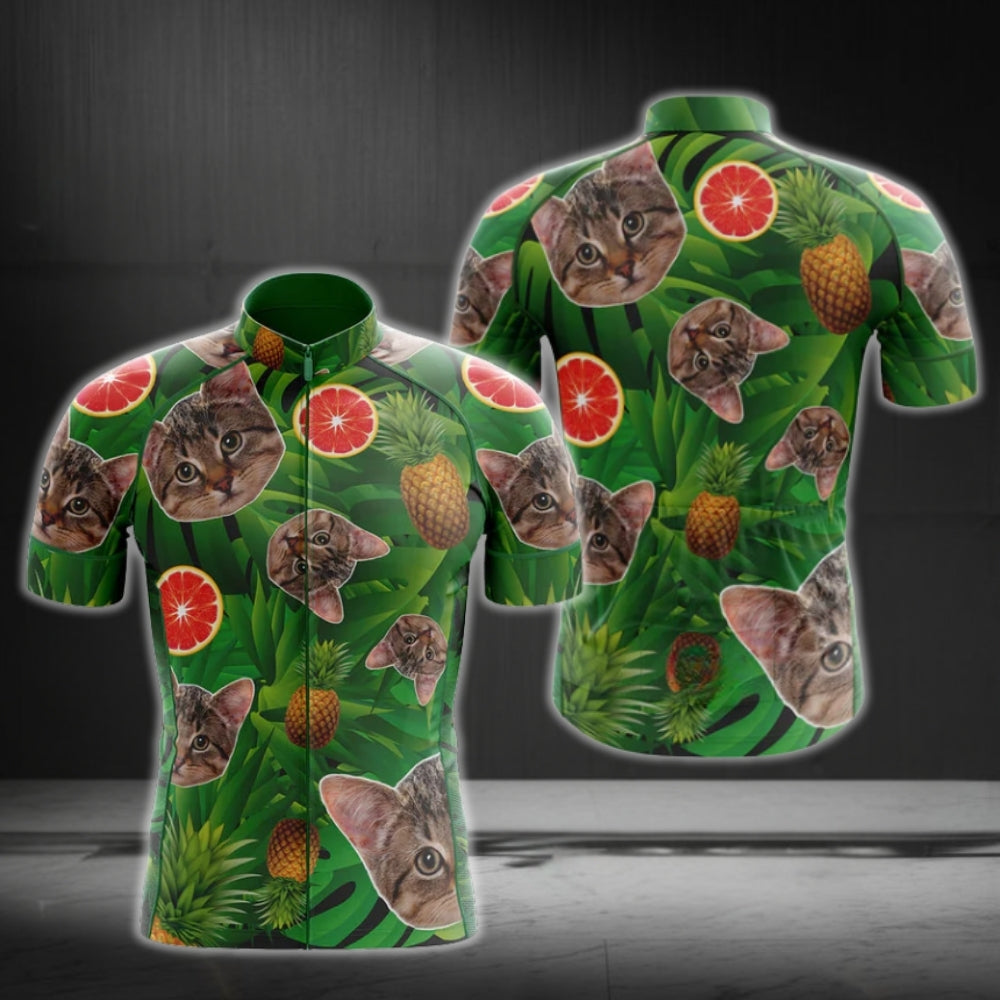 Custom Photo Pet Men's Tropical Cycling Short Sleeve Jersey, Custom Photo Pet Cycling Jersey CG0269