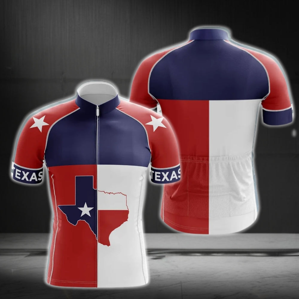 Texas Flag Cycling Jersey Short Sleeve For Mens, Texas State Cycling Jerseys CG0152