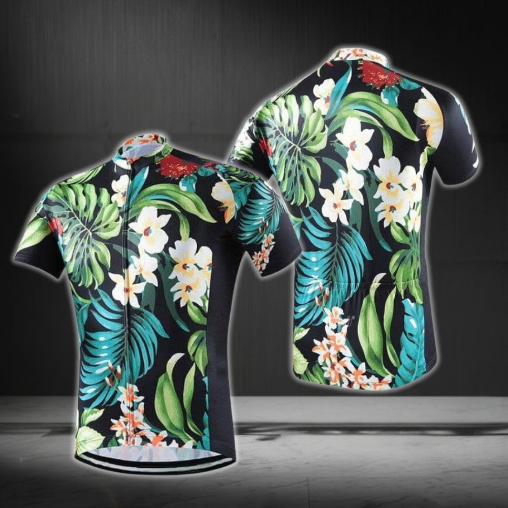 Hawaiian Tropical Short Sleeve Men's Cycling Jersey, Tropical Cycling Jerseys CG0655