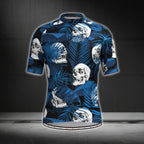 Tropical Skull Blue Cycling Short Sleeve Jersey For Men, Skull Cycling Jerseys CG0362