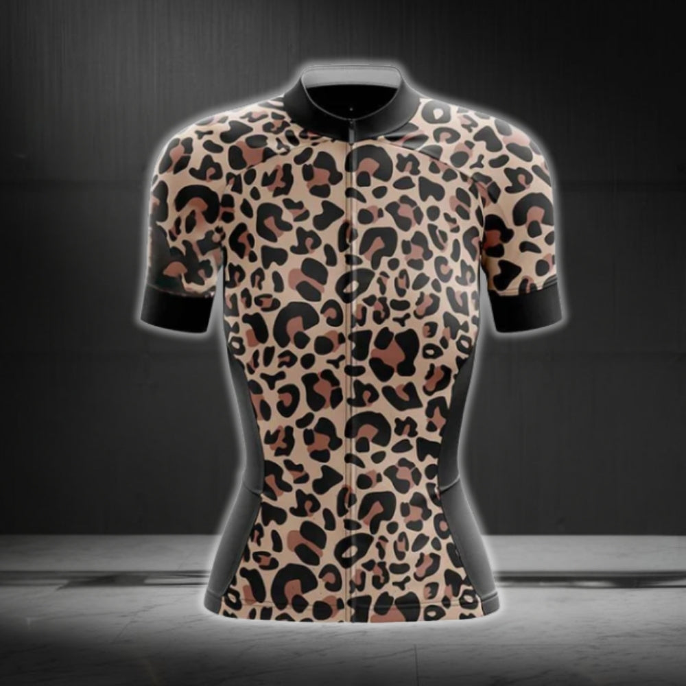 Women's Leopard Cycling Short Sleeve Jerseys, Leopard Ladies Cycling Jerseys CG0075
