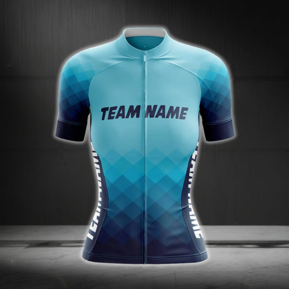 Custom Team Blue Cycling Short Sleeve Women's Cycling Jersey, Custom Cycling Jerseys Womens CG0083
