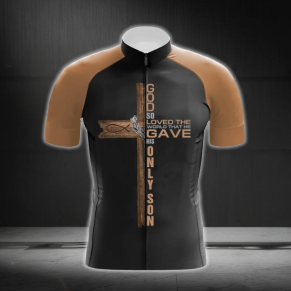 God Solved The World That He Gave His Only Son Short Sleeve Cycling Men Jersey, Christian Faith Cycling Jerseys CG0706
