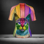 Women's Colorful Cat Short Sleeve Cycling Jersey, Cat Lover Cycling Jerseys For Women CG0687