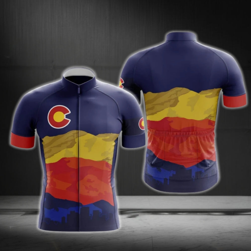 Men's Colorado Flag Cyling Short Sleeve Jersey, Colorado State Cycling Jerseys CG0115