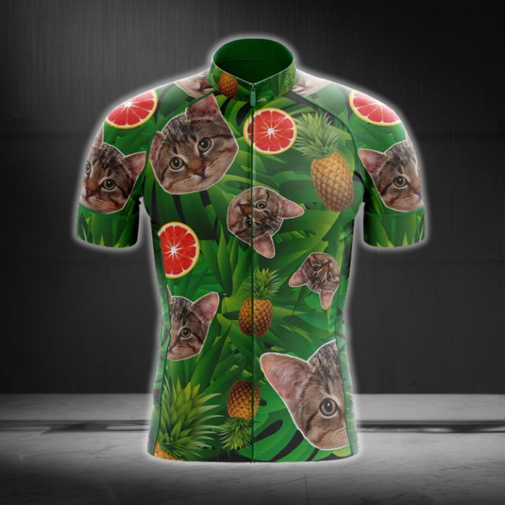 Custom Photo Pet Men's Tropical Cycling Short Sleeve Jersey, Custom Photo Pet Cycling Jersey CG0269