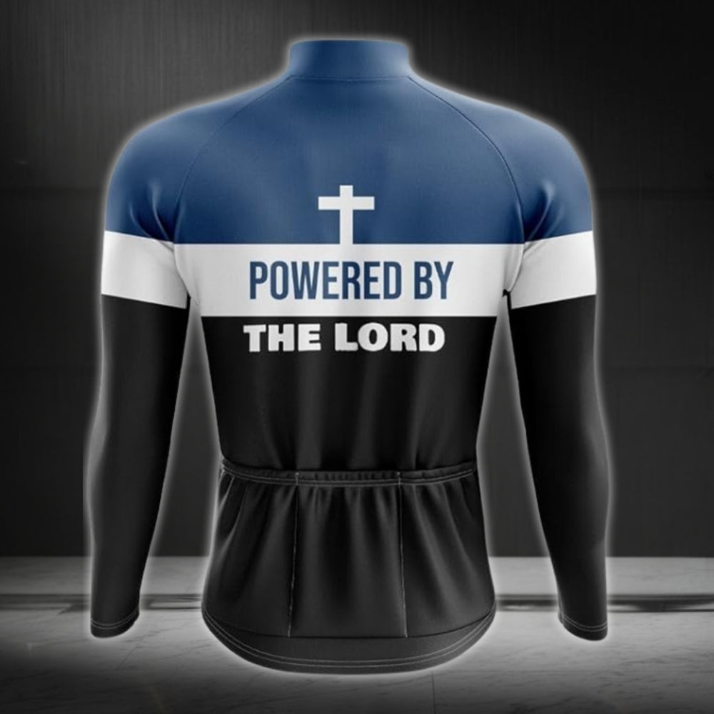 Powered By The Lord Long Sleeve Cycling Jersey For Mens, Christian Cycling Jerseys CZ0031