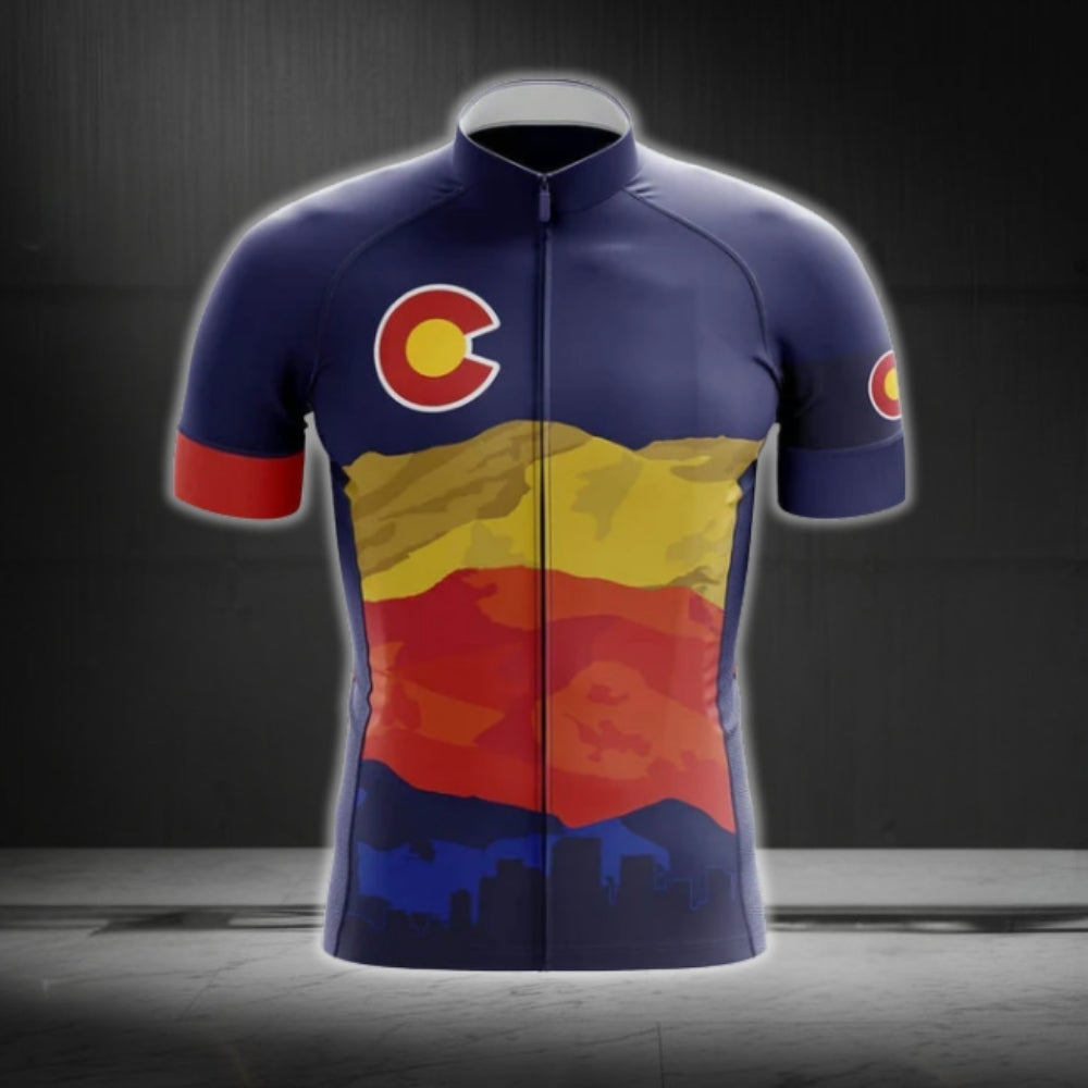 Men's Colorado Flag Cyling Short Sleeve Jersey, Colorado State Cycling Jerseys CG0115