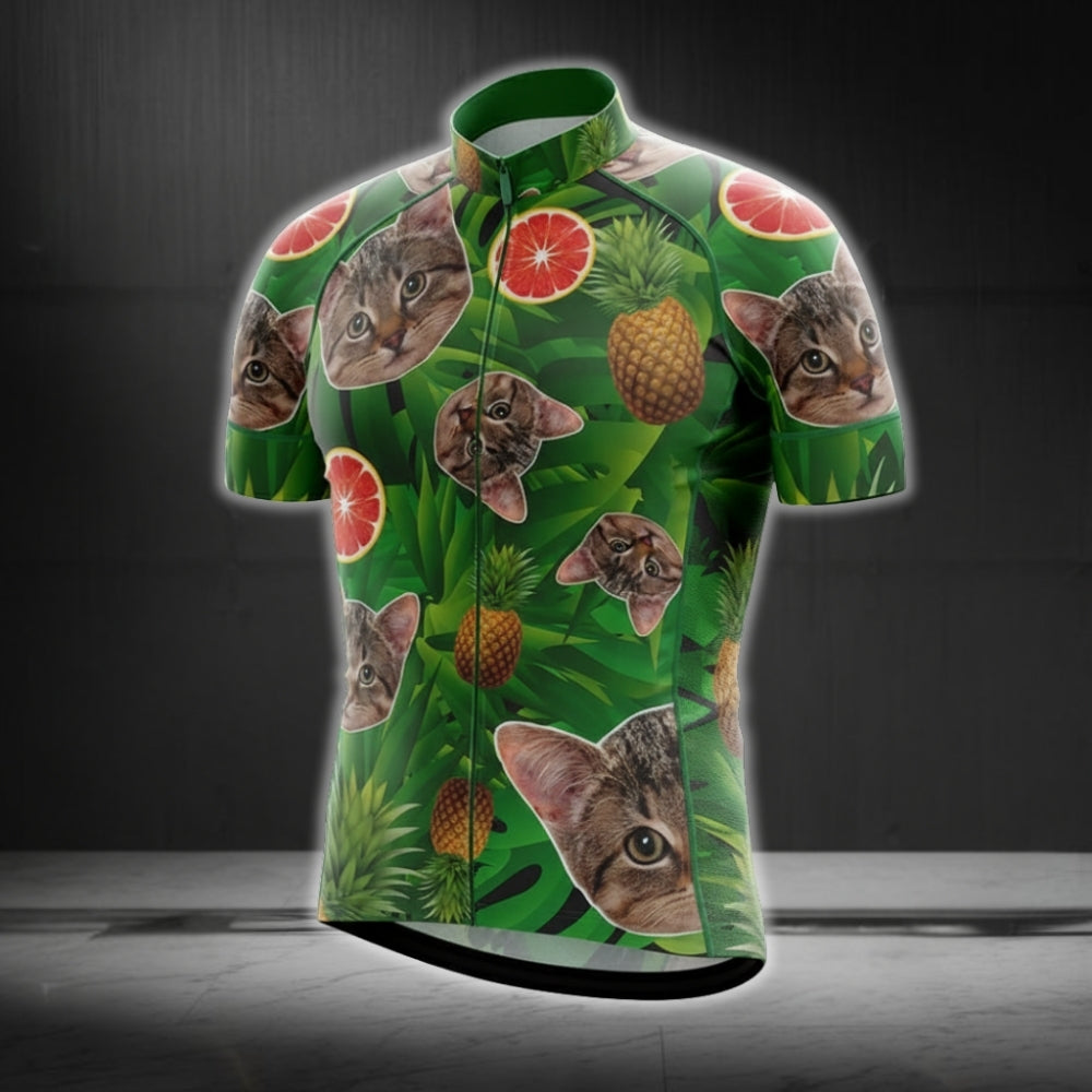 Custom Photo Pet Men's Tropical Cycling Short Sleeve Jersey, Custom Photo Pet Cycling Jersey CG0269
