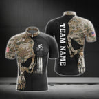 Custom Green Camo Skull Short Sleeve Cycling Jerey For Men, Custom Skull Cycling Jerseys CG0493
