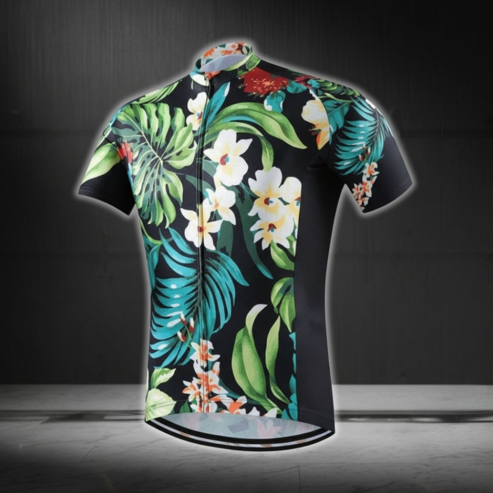 Hawaiian Tropical Short Sleeve Men's Cycling Jersey, Tropical Cycling Jerseys CG0655