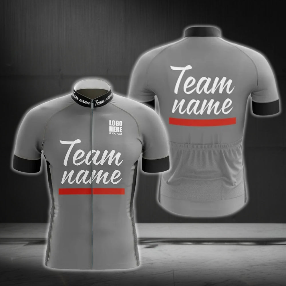 Black And Grey Custom Team Mens Cycling Short Sleeve Jersey With Logo, Custom Cycling Jersey For Mens CG0091