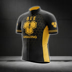 Amazing Bee Black Yellow Cycling Short Sleeve Men Jersey, Bee Cycling Jersey CG0703