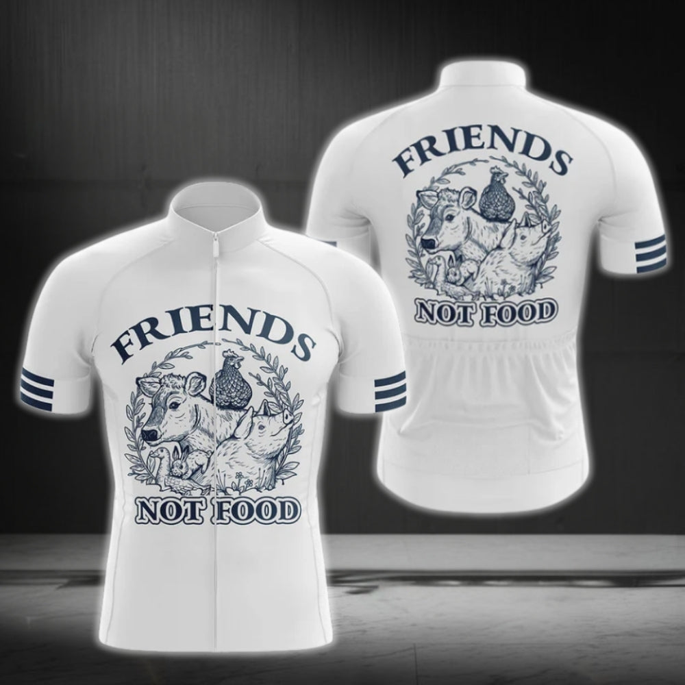 Animals Friends Not Food Short Sleeve Cycling Jersey For Men, Vegan Cycling Jerseys CG0270