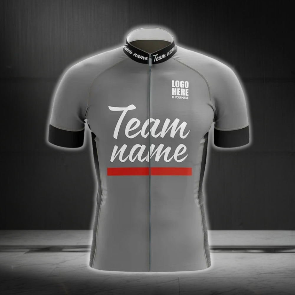 Black And Grey Custom Team Mens Cycling Short Sleeve Jersey With Logo, Custom Cycling Jersey For Mens CG0091