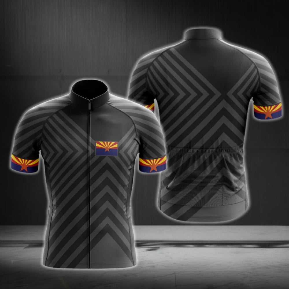 Arizona Flag Men's Black Cycling Short Sleeve Jersey, Arizona State Cycling Jerseys CG0116