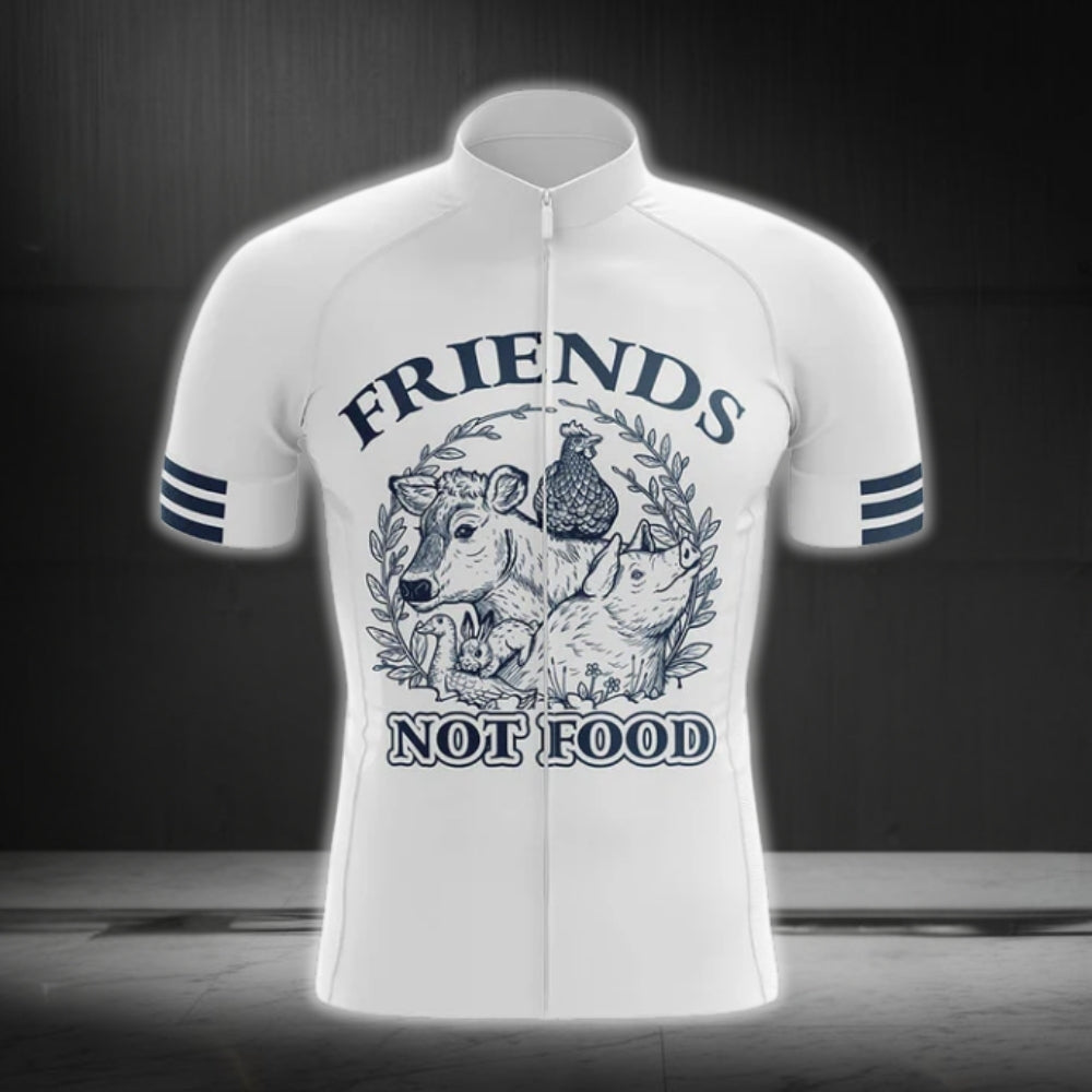 Animals Friends Not Food Short Sleeve Cycling Jersey For Men, Vegan Cycling Jerseys CG0270