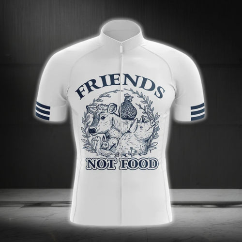 Animals Friends Not Food Short Sleeve Cycling Jersey For Men, Vegan Cycling Jerseys CG0270