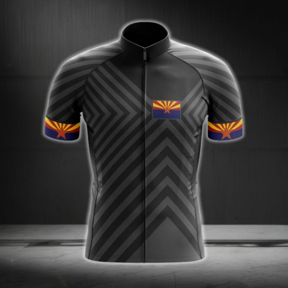 Arizona Flag Men's Black Cycling Short Sleeve Jersey, Arizona State Cycling Jerseys CG0116