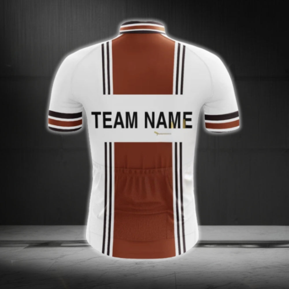 Custom Red And White Cycling Team Short Sleeve Jersey Mens, Custom Cycling Jerseys For Team CG0494