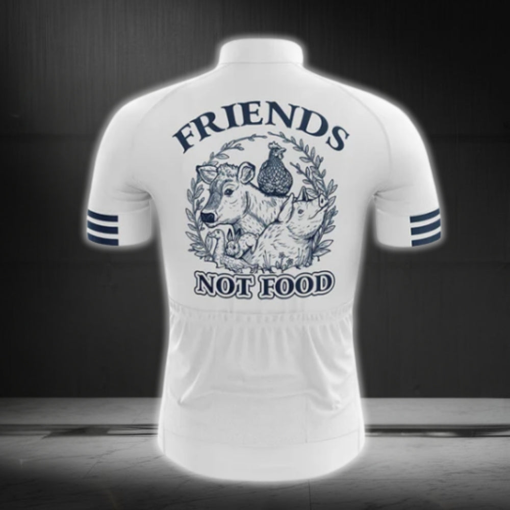 Animals Friends Not Food Short Sleeve Cycling Jersey For Men, Vegan Cycling Jerseys CG0270