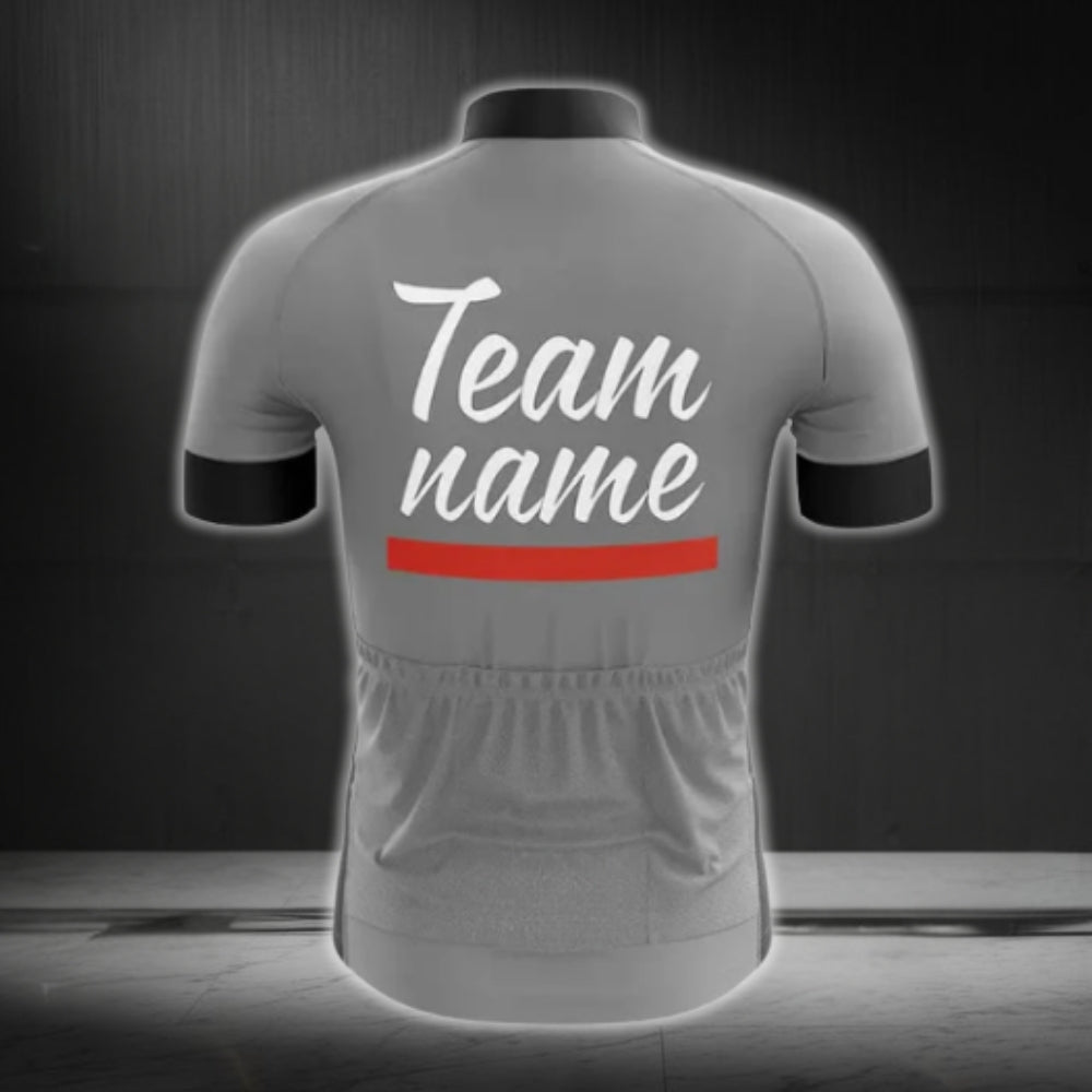 Black And Grey Custom Team Mens Cycling Short Sleeve Jersey With Logo, Custom Cycling Jersey For Mens CG0091