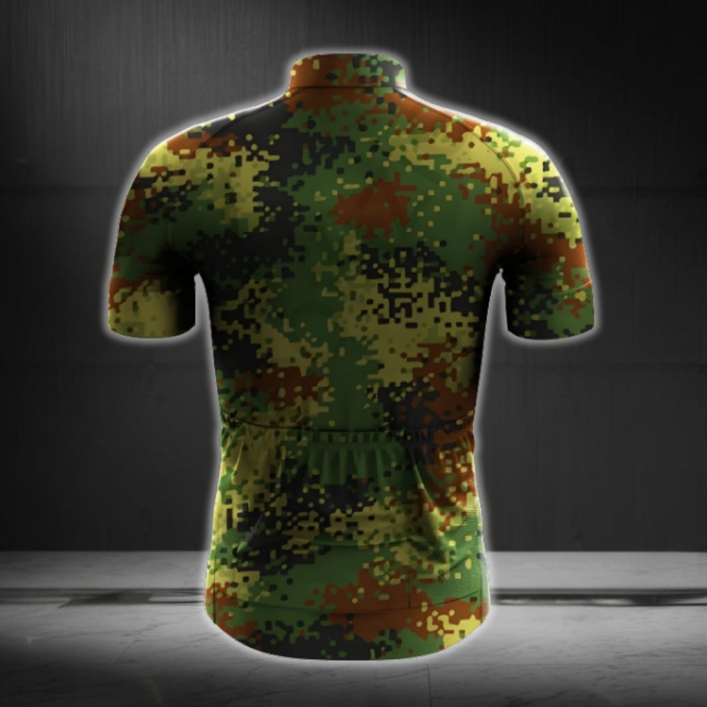 Camouflage Cycling Jersey Short Sleeve For Men, Green Camo Cycling Jerseys CG0705