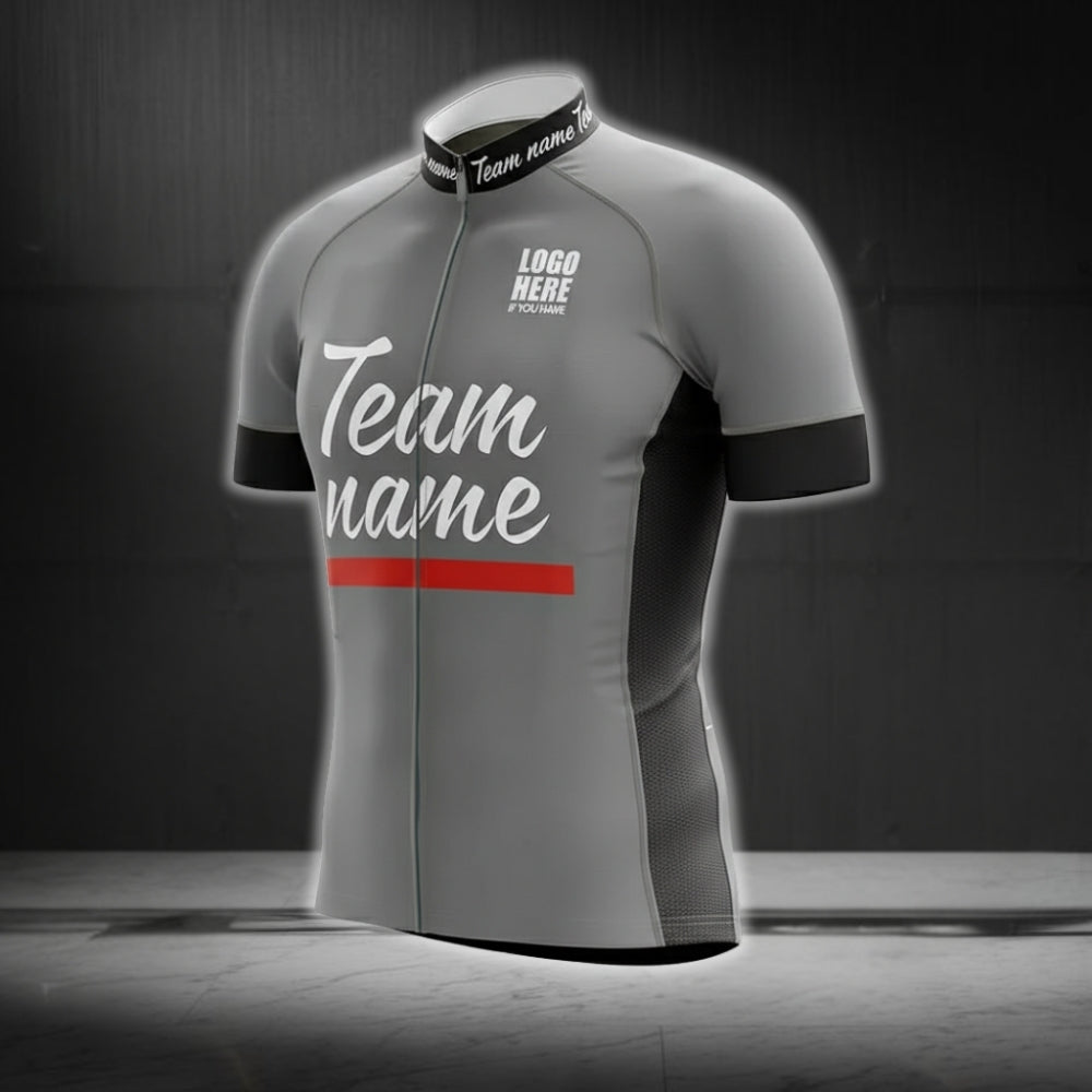 Black And Grey Custom Team Mens Cycling Short Sleeve Jersey With Logo, Custom Cycling Jersey For Mens CG0091