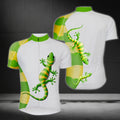 Gecko Green And White Cycling Short Sleeve Jersey For Men, Men's Gecko Cycling Jerseys CZ0104