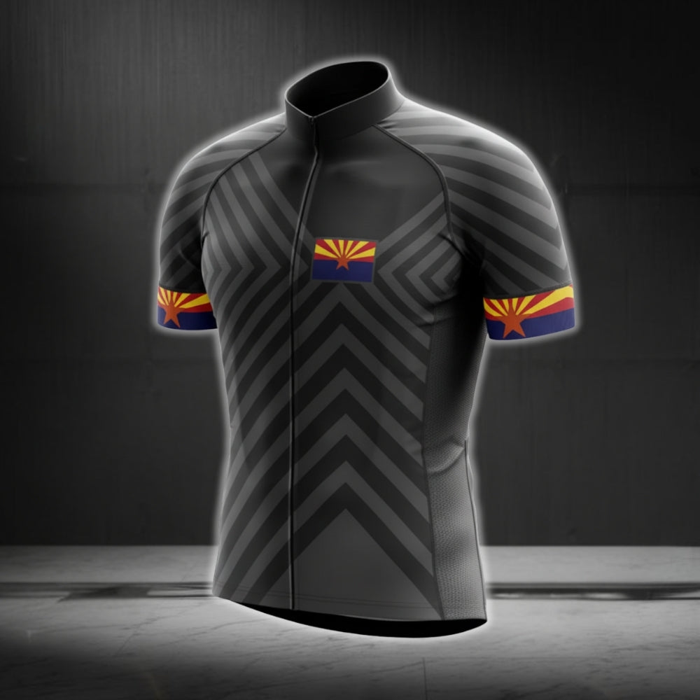 Arizona Flag Men's Black Cycling Short Sleeve Jersey, Arizona State Cycling Jerseys CG0116
