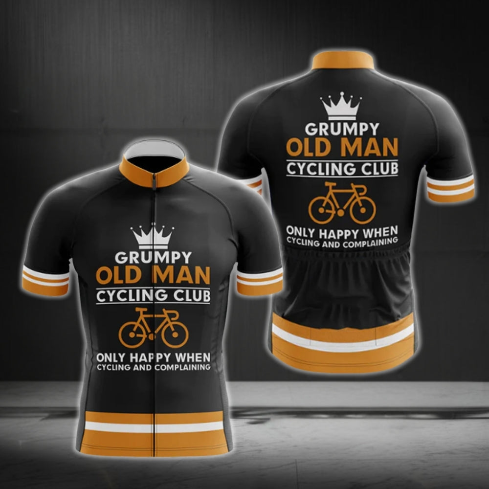 Grumpy Old Man Cycling Club Only Happy When Cycling And Complaining Short Sleeve Cycling Jersey For Men, Funny Old Man Cycling Jerseys CG0657