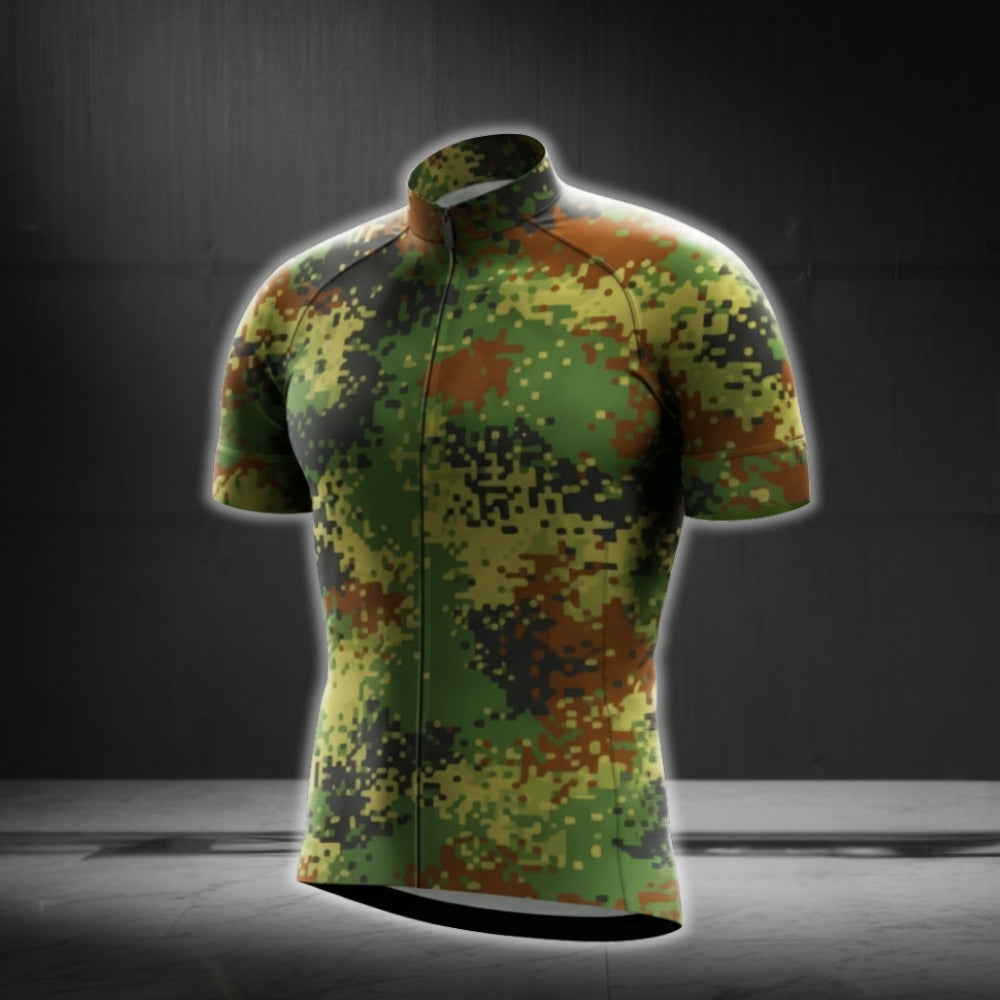 Camouflage Cycling Jersey Short Sleeve For Men, Green Camo Cycling Jerseys CG0705