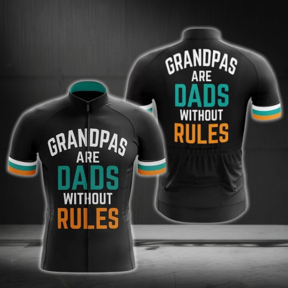 Grandpas Are Dads Without Rules Short Sleeve Men's Cycling Jersey, Cycling Jerseys For Grandpa Father Day CG0271