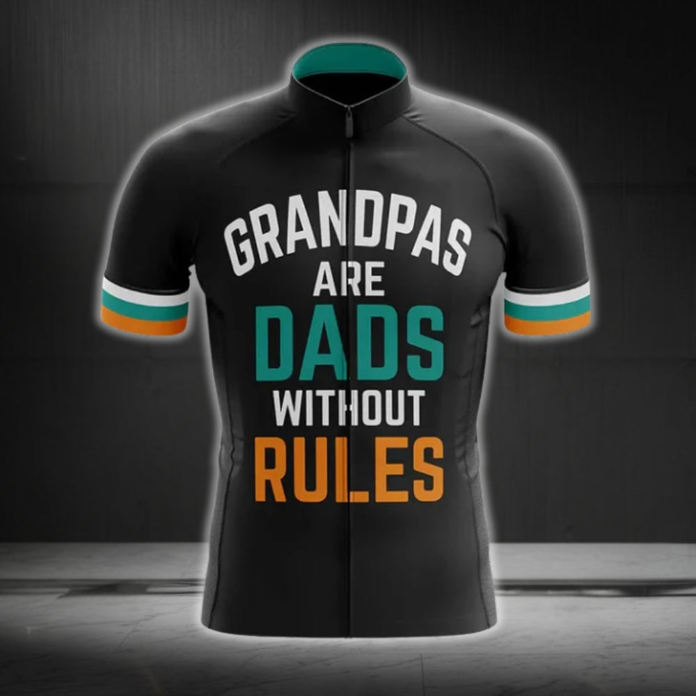 Grandpas Are Dads Without Rules Short Sleeve Men's Cycling Jersey, Cycling Jerseys For Grandpa Father Day CG0271