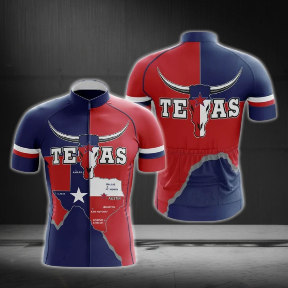 Texas Flag Cycling Jersey Short Sleeve For Mens, Texas State Cycling Jerseys CG0117