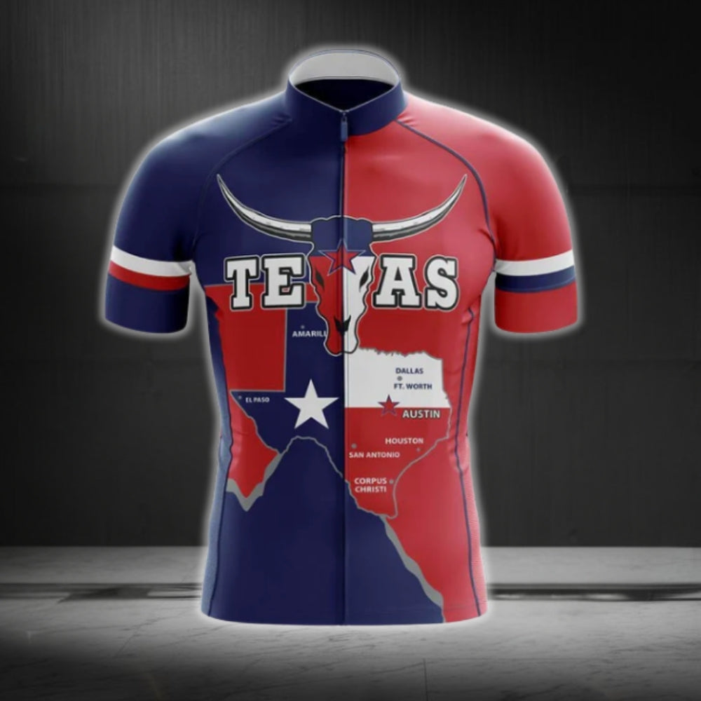 Texas Flag Cycling Jersey Short Sleeve For Mens, Texas State Cycling Jerseys CG0117