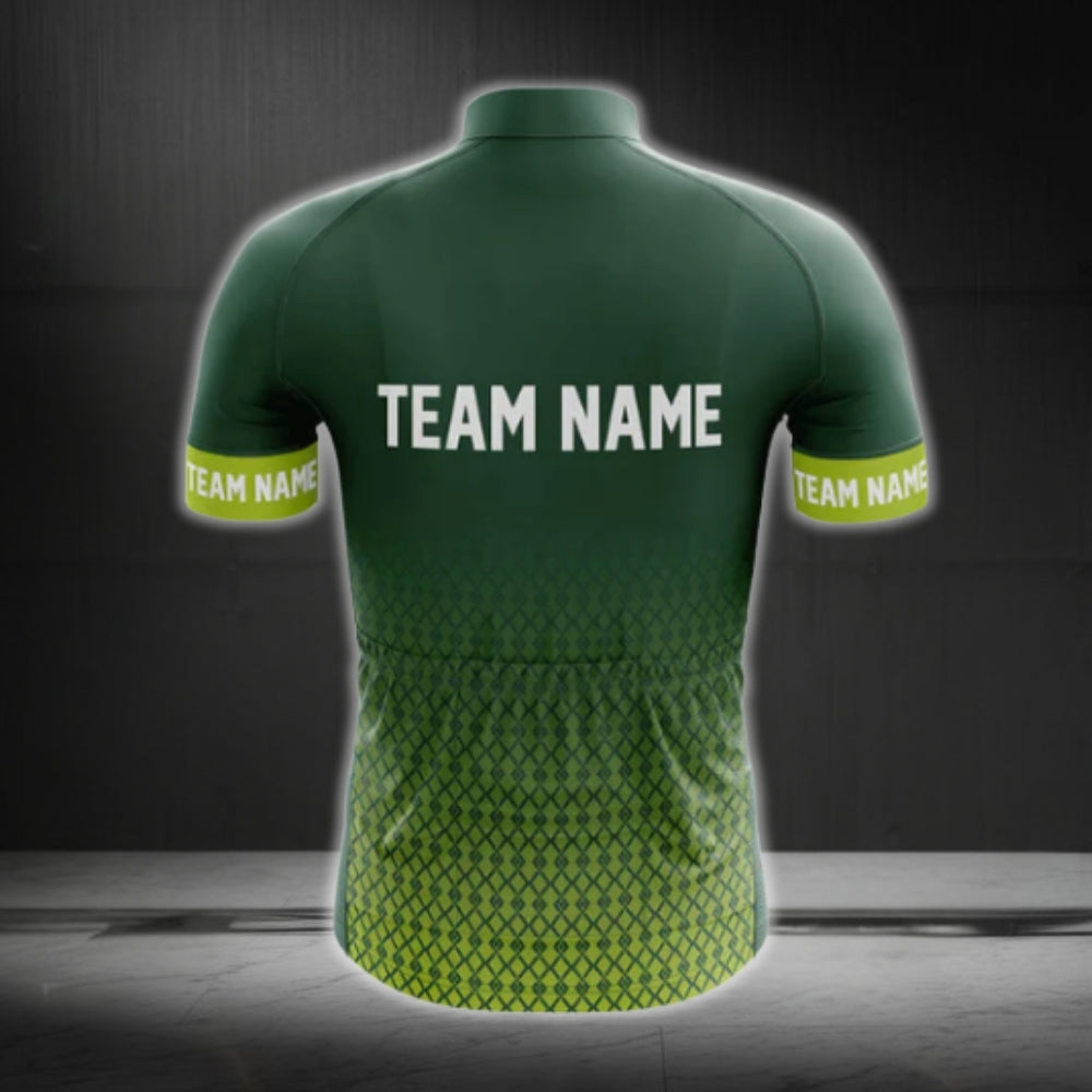 Custom Team And Logo Green Cycling Short Sleeve Jersey For Mens, Custom Men's Cycling Jerseys CG0092