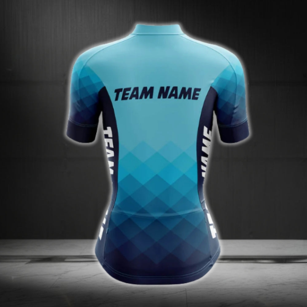 Custom Team Blue Cycling Short Sleeve Women's Cycling Jersey, Custom Cycling Jerseys Womens CG0083