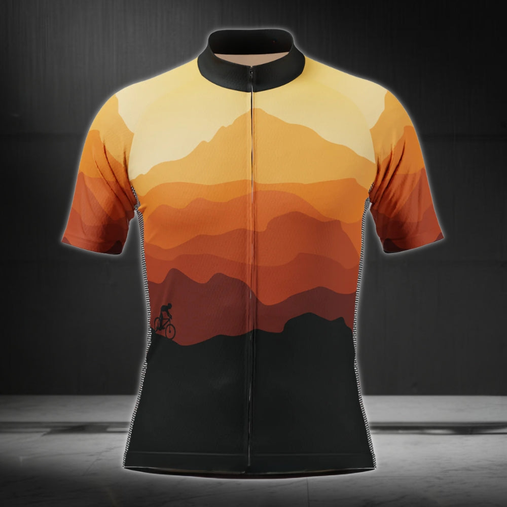 Men's Sunset Short Sleeve Cycling Jersey, Cycling Jerseys For Mens CZ0090