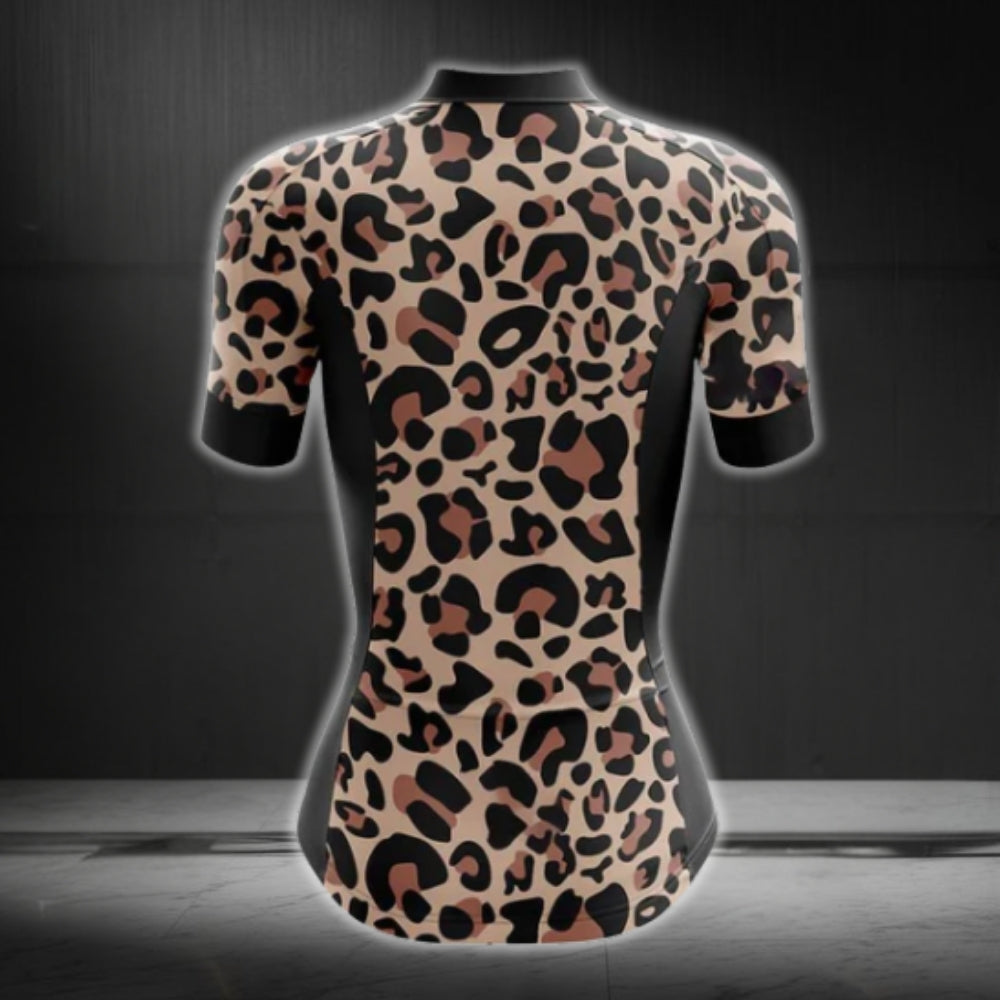 Women's Leopard Cycling Short Sleeve Jerseys, Leopard Ladies Cycling Jerseys CG0075