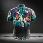 Colorful Abstract Waves Cycling Short Sleeve Jersey For Men, Abstract Cycling Jerseys CG0611