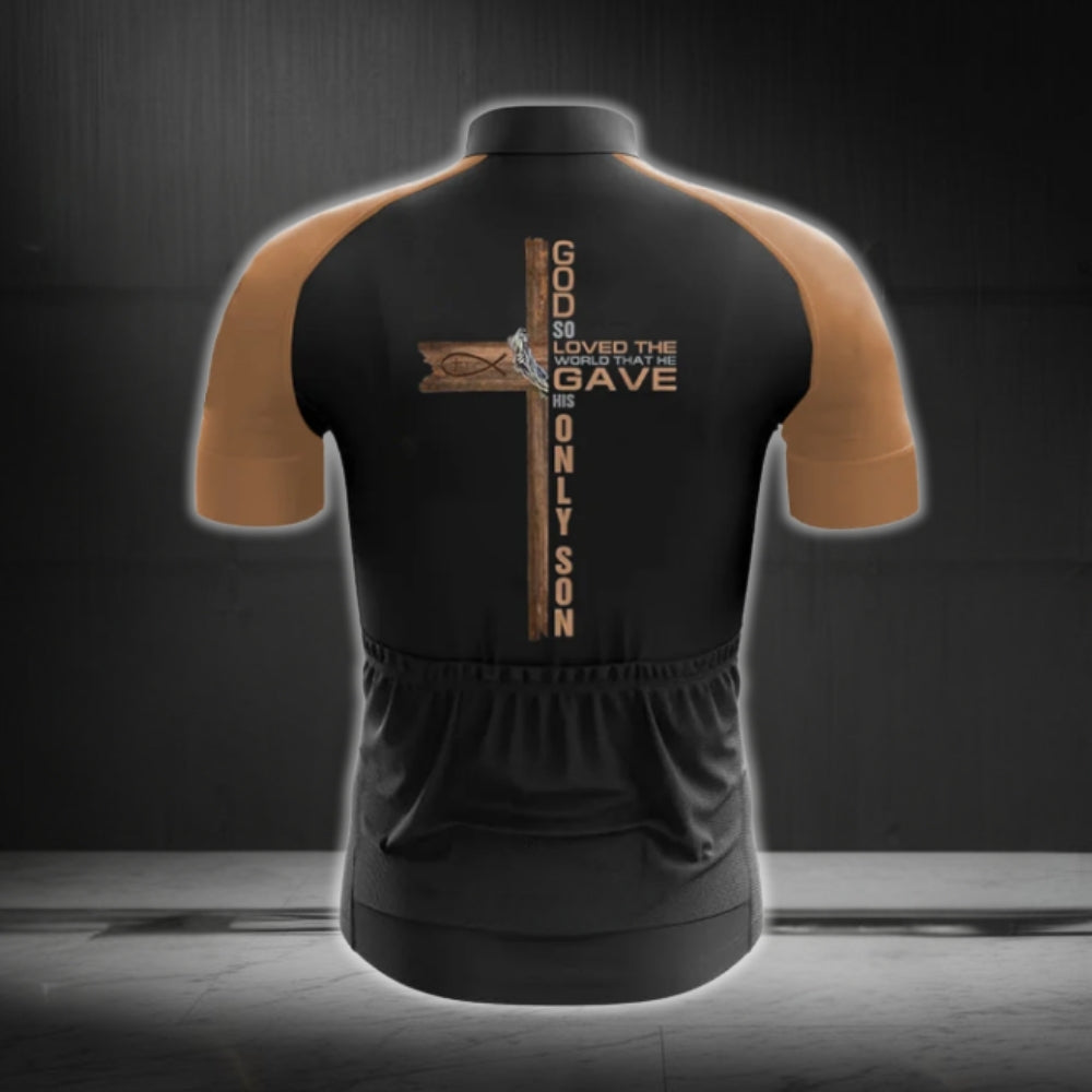 God Solved The World That He Gave His Only Son Short Sleeve Cycling Men Jersey, Christian Faith Cycling Jerseys CG0706