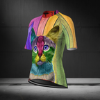 Women's Colorful Cat Short Sleeve Cycling Jersey, Cat Lover Cycling Jerseys For Women CG0687