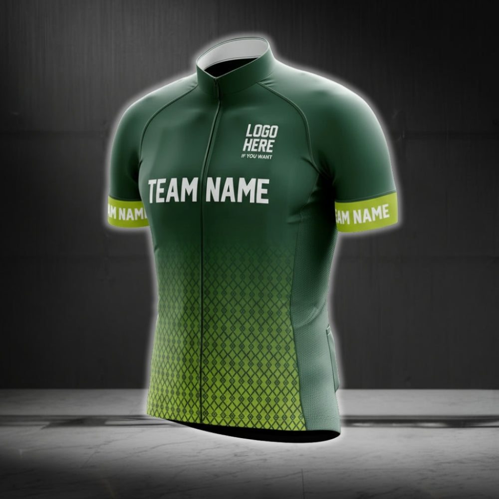 Custom Team And Logo Green Cycling Short Sleeve Jersey For Mens, Custom Men's Cycling Jerseys CG0092